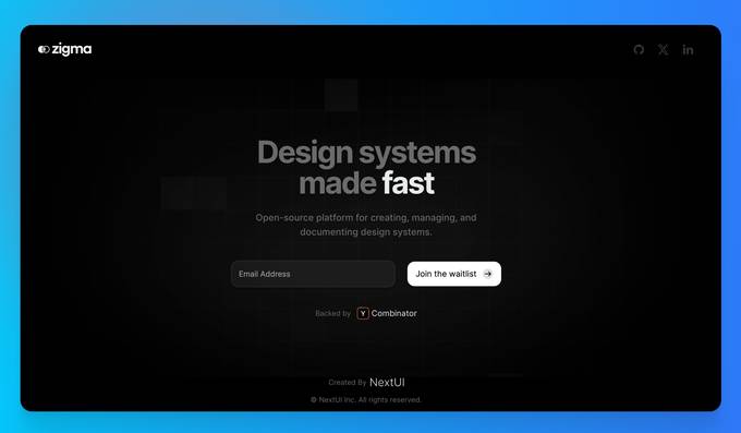 来自 NextUI 团队，设计系统开源平台：zigma