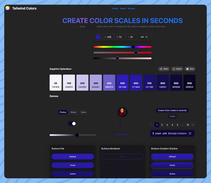 在浏览器实时预览颜色工具：Tailwind_colors