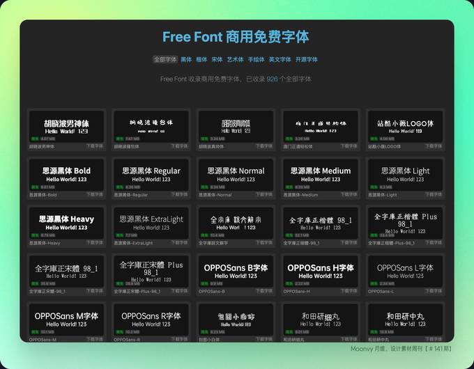 免费商用的字体合集 字体预览